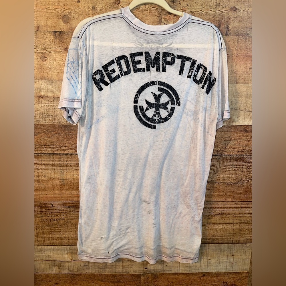 Affliction Raw State Redemption Skull and Wings sheer Y2K 90s vintage shirt - Picture 5 of 11